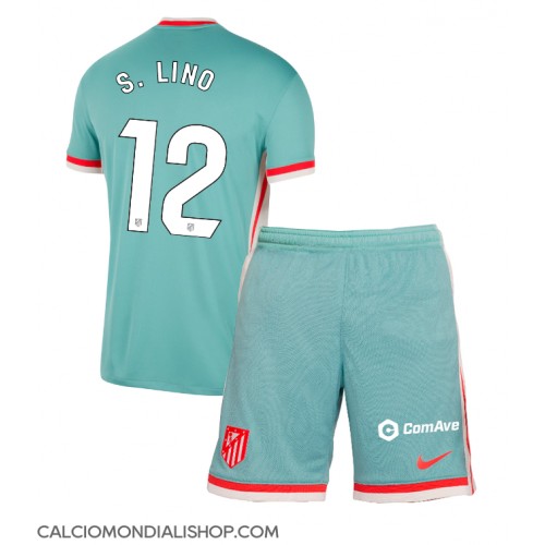 Maglie da calcio Atletico Madrid Samuel Lino #12 Seconda Maglia Bambino 2024-25 Manica Corta (+ Pantaloni corti)